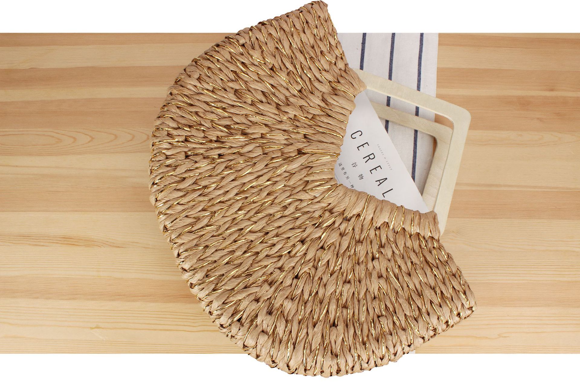 Women's Large Paper String Solid Color Vacation Beach Weave Open Straw Bag display picture 6