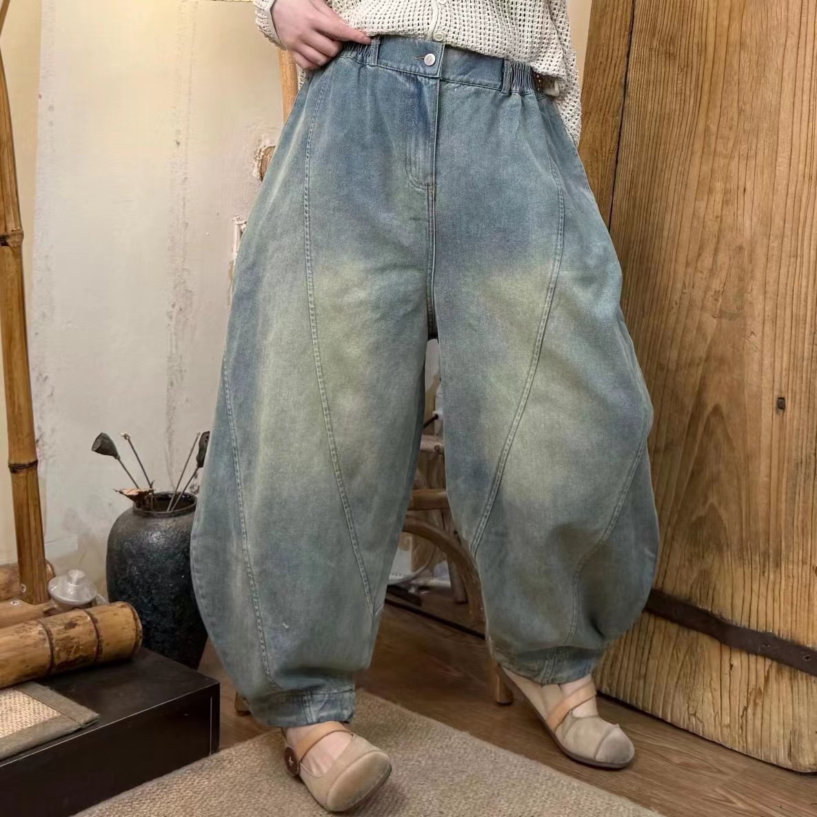 Denim spring retro trousers