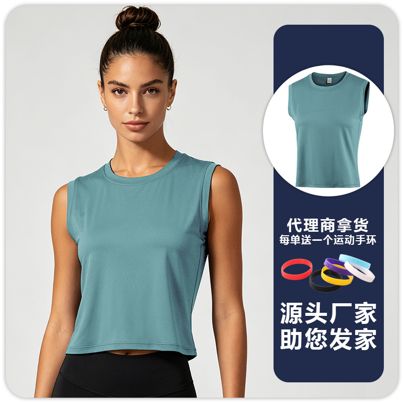 F8217 chaleco de yoga de mujer con deporte para correr succión de sudor transpirable sin mangas ajustado trajes de gimnasio de maratón