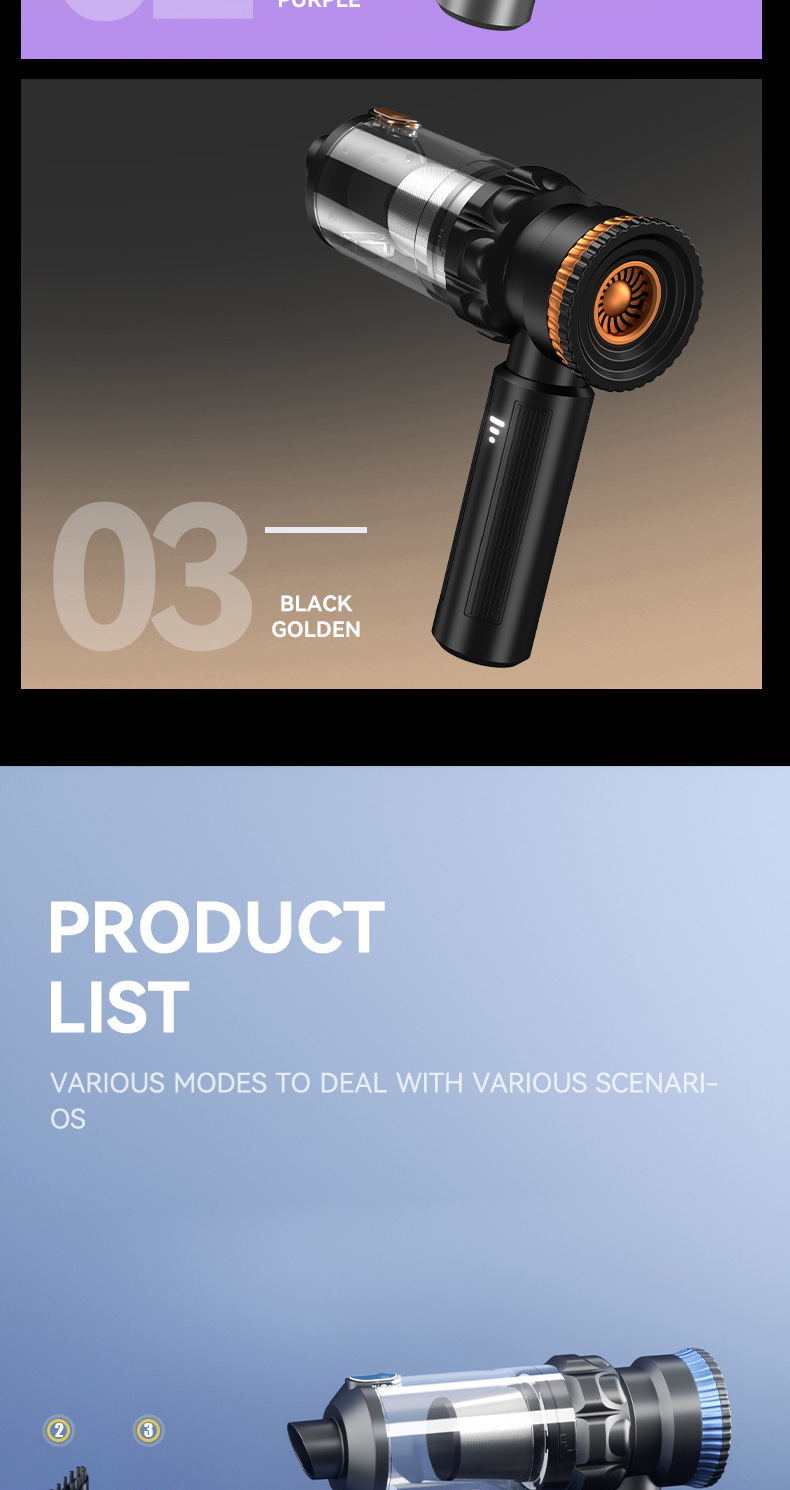 Car Vacuum Cleaner Car Household Large Suction Portable Charging Handheld Wireless Brushless Small Powerful Dust Blower