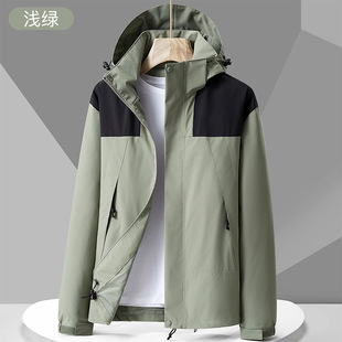 Outdoor Spring and Autumn Couples Color-matching Removable Cap Waterproof Windproof Youth Mountaineering Suit Men's Fashionable Jacket