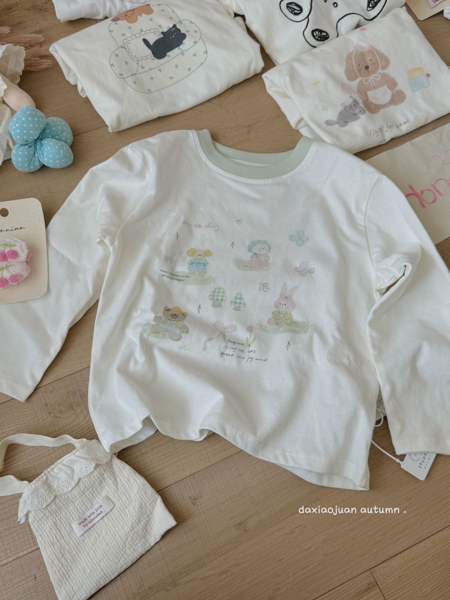 大小ロール子供プリント長袖Tシャツ2025春新作女の子かわいいプリントおしゃれルーズトップ