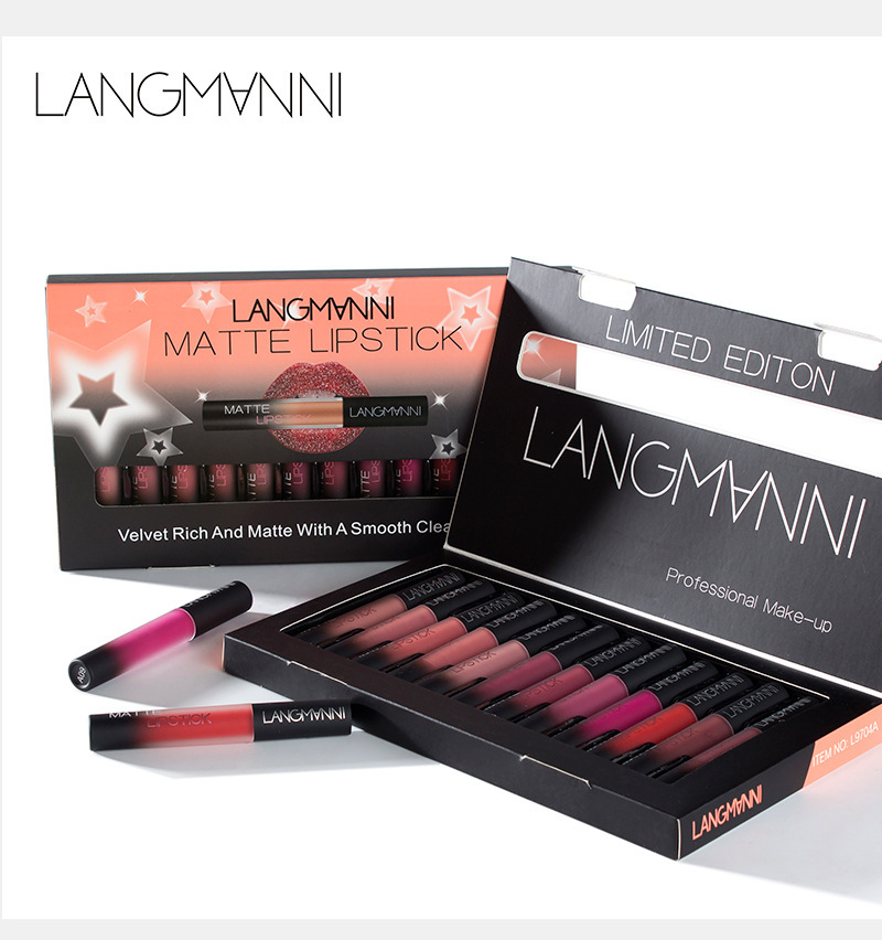 Langmanni Non-stick Cup matte Lip Gloss Set Liquid lipstick Specification drawing