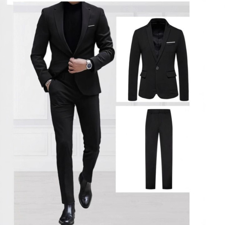 Foreign Trade Hot-Selling Men's Suit Suit European and American Casual Suit Trousers Two-Piece Wedding Dinner Suit Jacket for Men