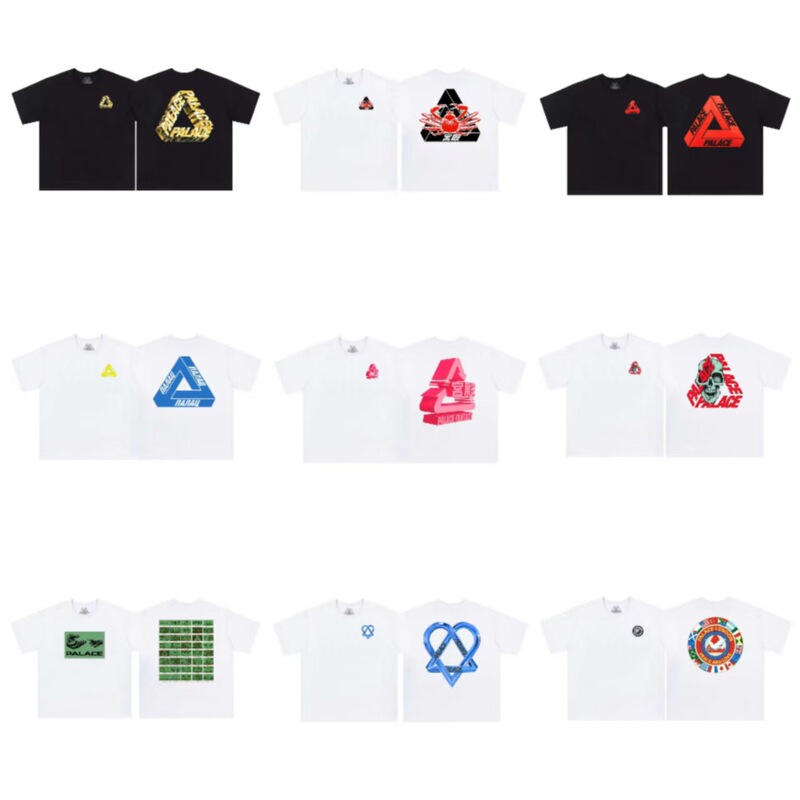26Ss Cross-Border British Fashion Palace Overlapping Logo Triangle Print Loose Casual Round Neck Short-Sleeved T-Shirt Couple Style