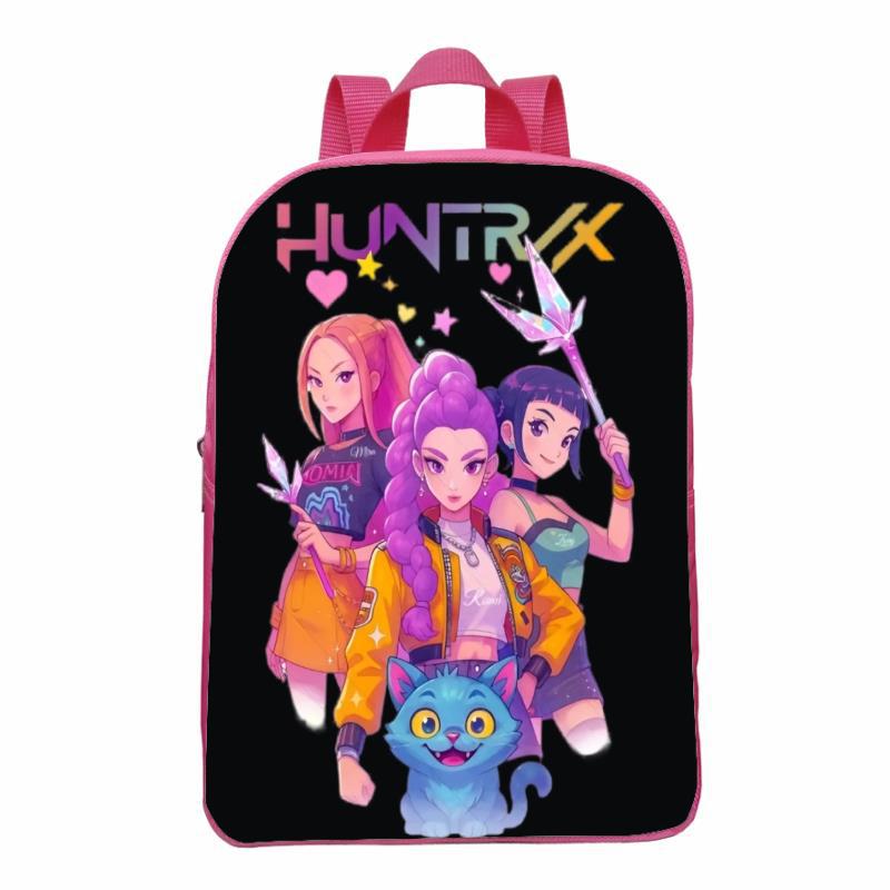 Huntrix Kpop Caza de brujas rosa mochila infantil mini mochila mochila jardín de infantes mochila para padres e hijos
