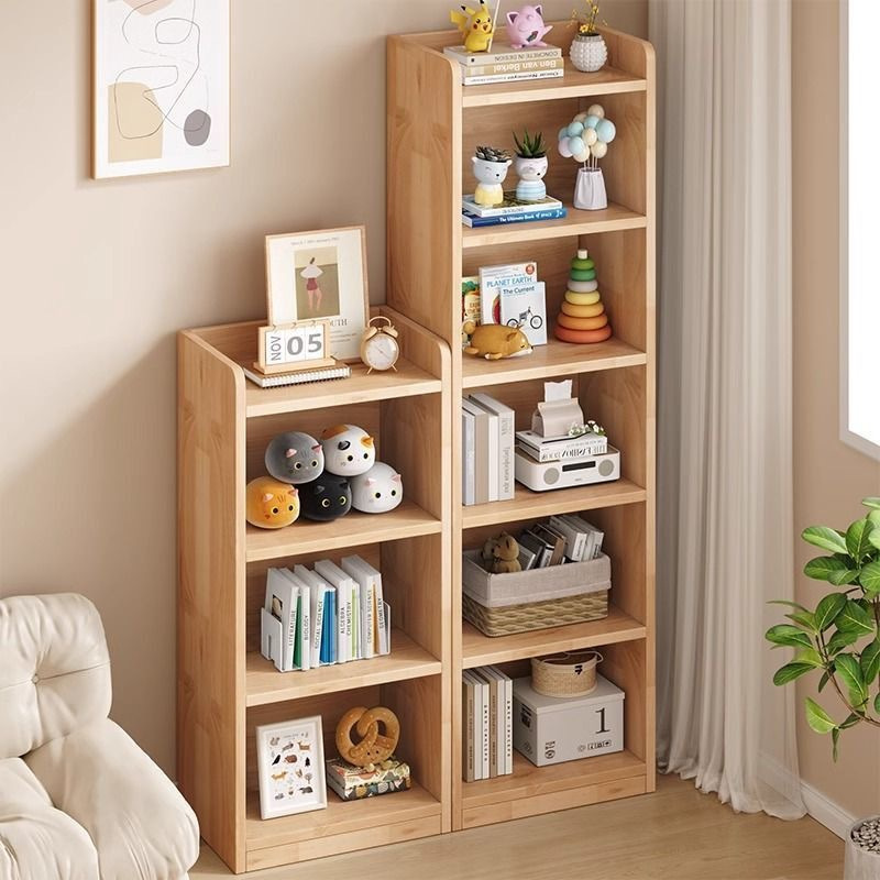 Solid Wood Bookshelf Storage Rack Living Room Floor-Standing Children's Simple Bookcase Home Multi-Layer Bedroom Student Office Storage