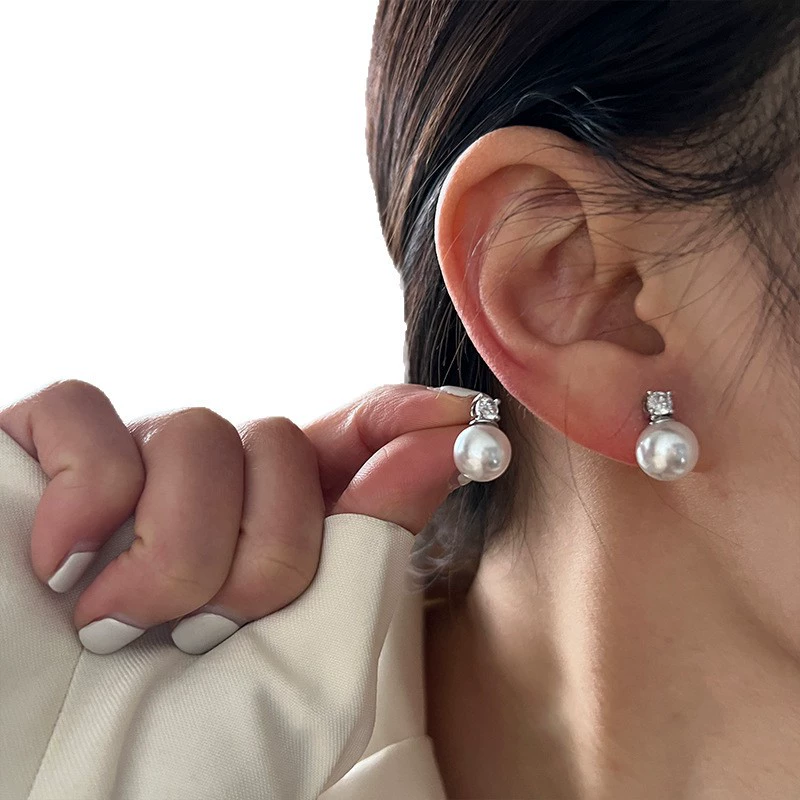 Сережки из органических жемчужин, серебряная игла, образец серебра 925, стиль лёгкой роскоши, коллекция 2023