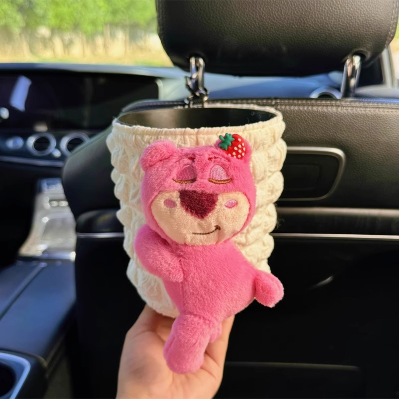 Caja de toallas de automóvil adorable oso de fresa pareja de alto nivel colgante auto reposabrazos bolsa de extracción de papel 2025 nuevo image 8