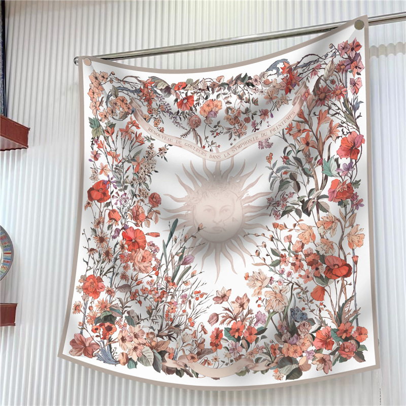花海夢境千万花枝綾模造糸90角巾女性ストールマフラーins風抹胸小群金|undefined