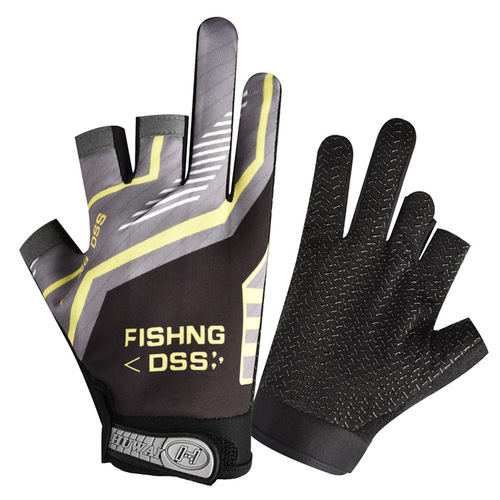 Foreign trade gloves for men and women with exposed three-finger non-slip outdoor sports cycling elastic printed spring and summer thin sun protection fishing gloves