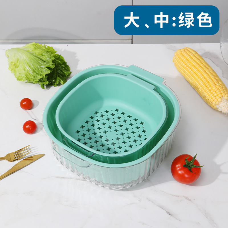 厚い二重の水たまりの台所の野菜のたらいの果物のかごを洗って野菜のかごを濾過します。|undefined