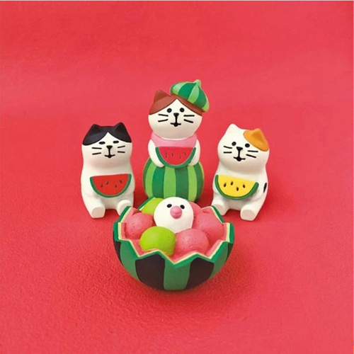 ZAKKA Cat Summer Watermelon Kingdom Japanese Grocery Creative Pop Culture Gift INS Craftwork Resin Miniature Ornament