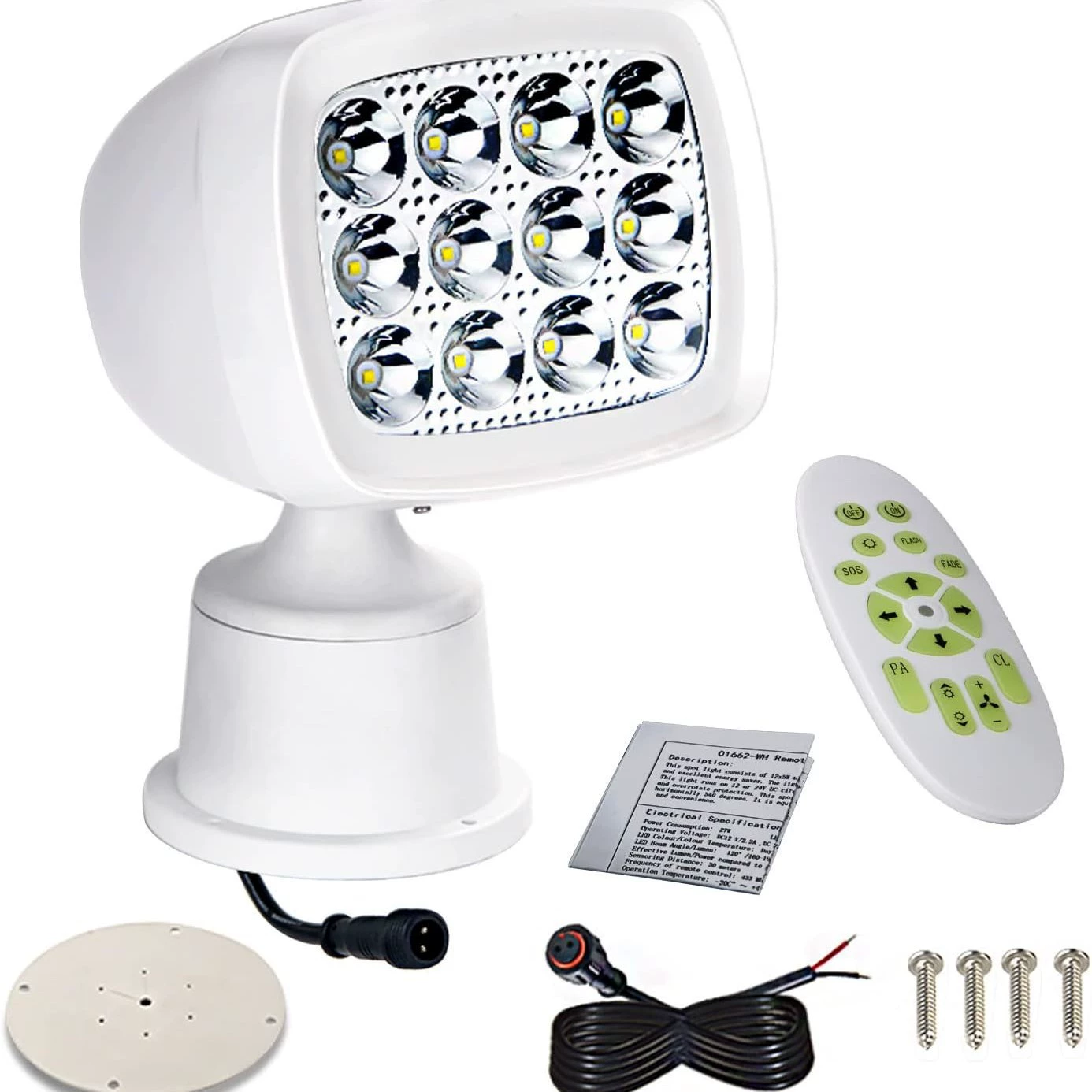 E016001 свет пульт дистанционного управления яхтой 36 Вт Прожектор 360 ° светодиодный дистанционный мощный прожектор 10-30vdc
