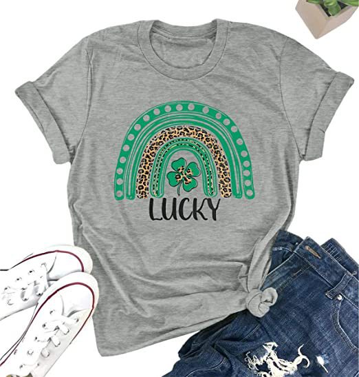 in stock Amazon eBay St. Patrick's Day Shirt Women's Clover Shirt Casual Sports Vintage T-Shirt