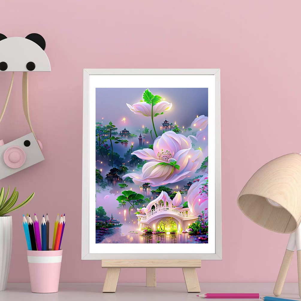 Flores paisajísticas llenas de diamante DIY pintura de diamante hecha a mano Rubik cuadrado conjunto de pegatinas de diamante cross-border DIY pintura de diamante hecha a mano