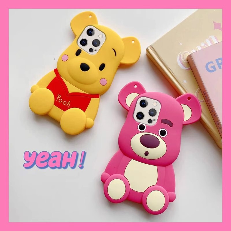 Strawberry Bear Winnie the Pookies Cartoon Phone Case for iPhone13/14/15 Huawei Android Phone Protective Case