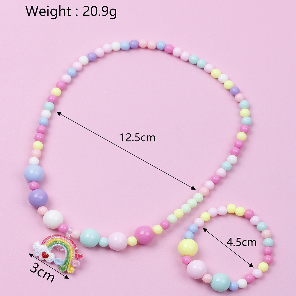 Colorful Acrylic Handmade DIY Beaded Rainbow Bracelet and Necklace Set