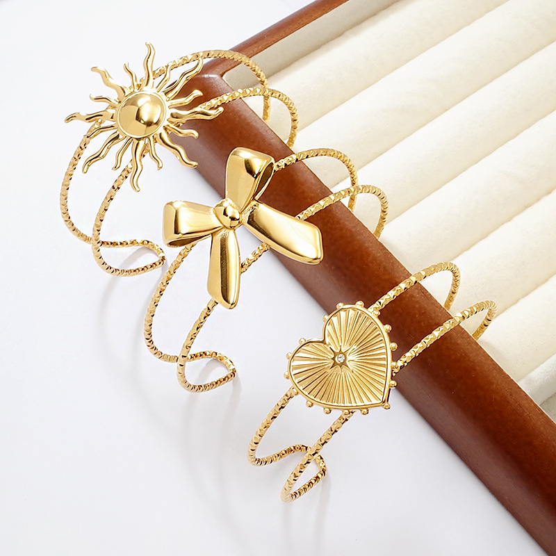 Brazalete solar abierto dorado de estilo europeo y americano para mujeres ligero lujo pequeño diseño de moda personalidad de esmeralda joyas de brazaletes universales