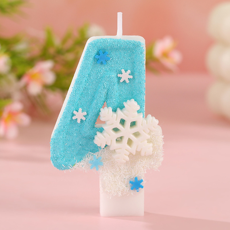 跨境浪漫雪花创意数字生日蜡烛蛋糕手工DIY派对烘焙氛围感装饰品|undefined