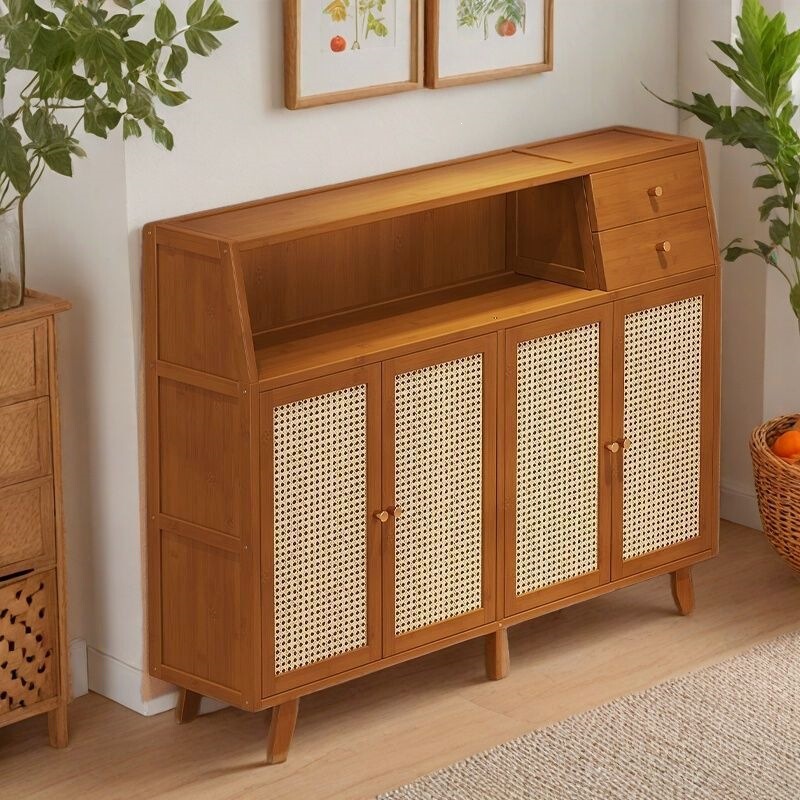 Wall-mounted integrated storage cabinet, vintage-style kitchen cabinet, living room storage side cabinet, solid wood tea cabinet