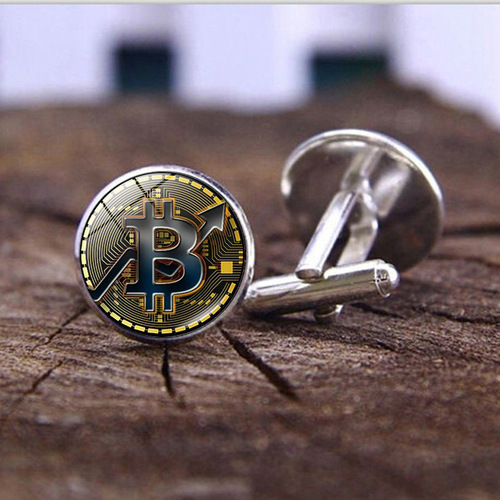 American Gold Coin Bitcoin Time Gem Cufflinks Western Accessories Men's Business Shirt Cuff Pin Button Accessory