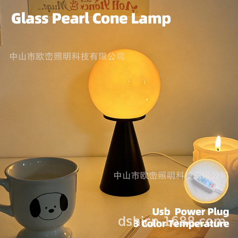 Murano Glass Table Lamp with Elegant Morandi Color Tones, Stable Base, Three Color Temperatures, Suitable for Homestay, Office, and Home Use