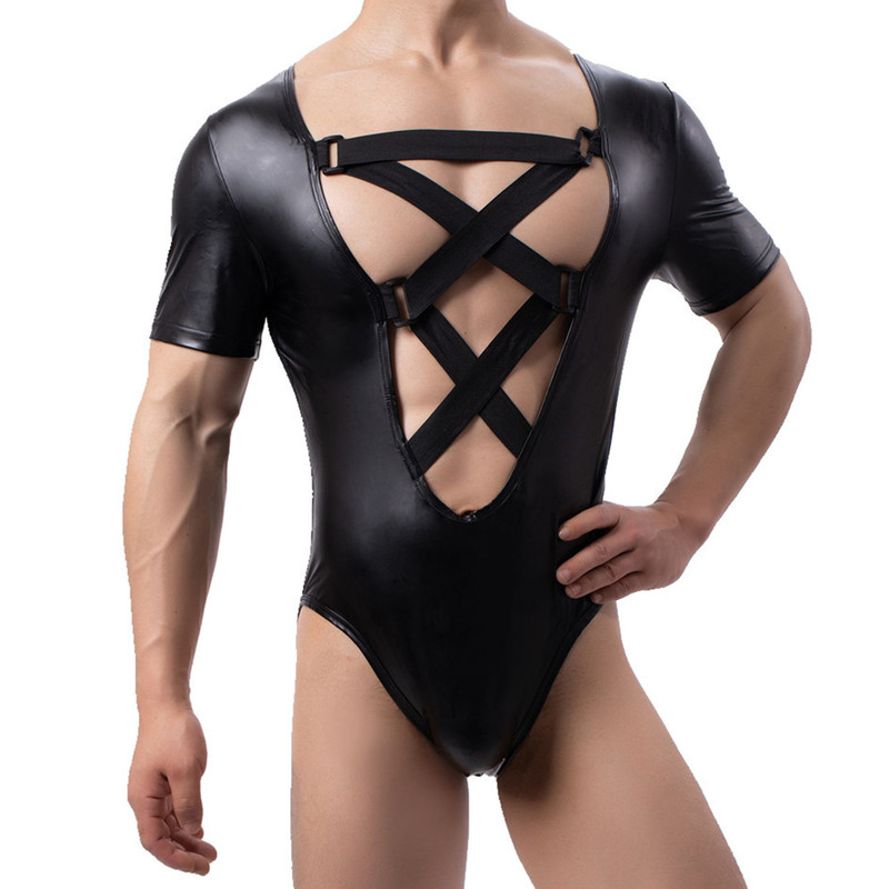 22BK-05 Men's Body-Shaping Short-Sleeved Leather Side-Mesh Crossover Body-Shaping Body-Shaping Body-Slim Body-Shaping Triangle Waist