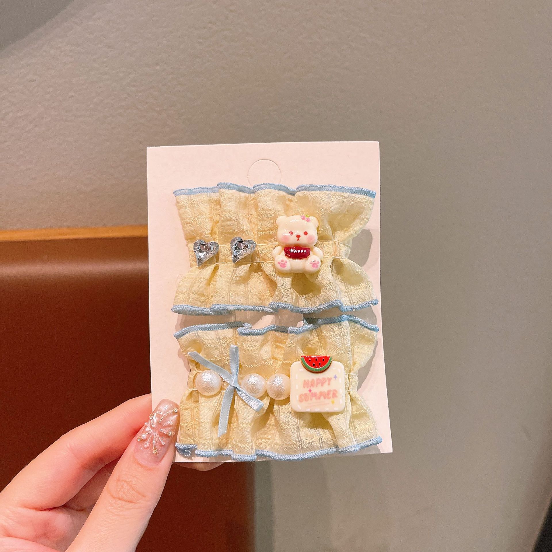 Hermoso arco de color caramelo Sanrio clips de pelo para niños niñas todo incluido tela pares de clips de pelo para bebés accesorios para el pelo
