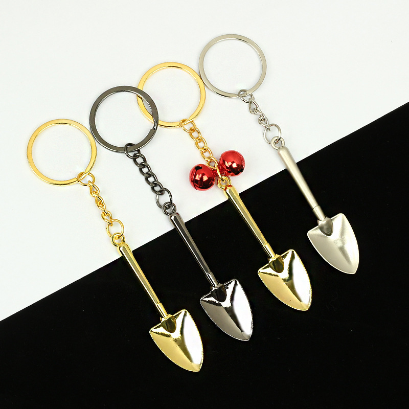 Cross-border Father's Day small gifts wholesale metal tools key chain pendant mini simulation gold shovel key chain