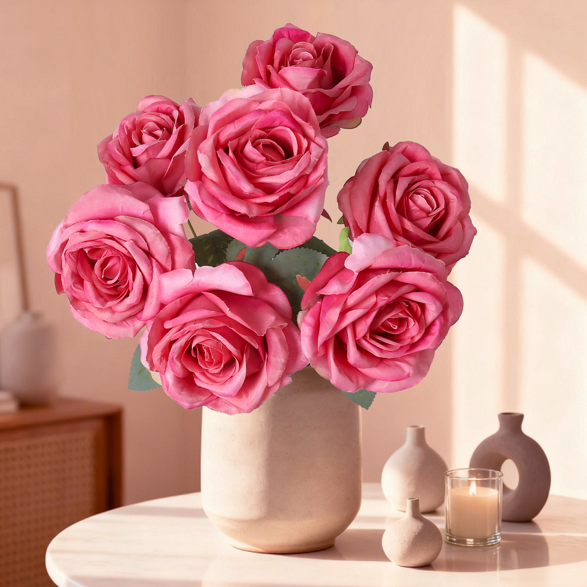 Simulación de 7 flores falsas de rosa princesa escritorio sala de estar DIY decoración de la habitación de bodas de mano accesorios de fotografía de flores