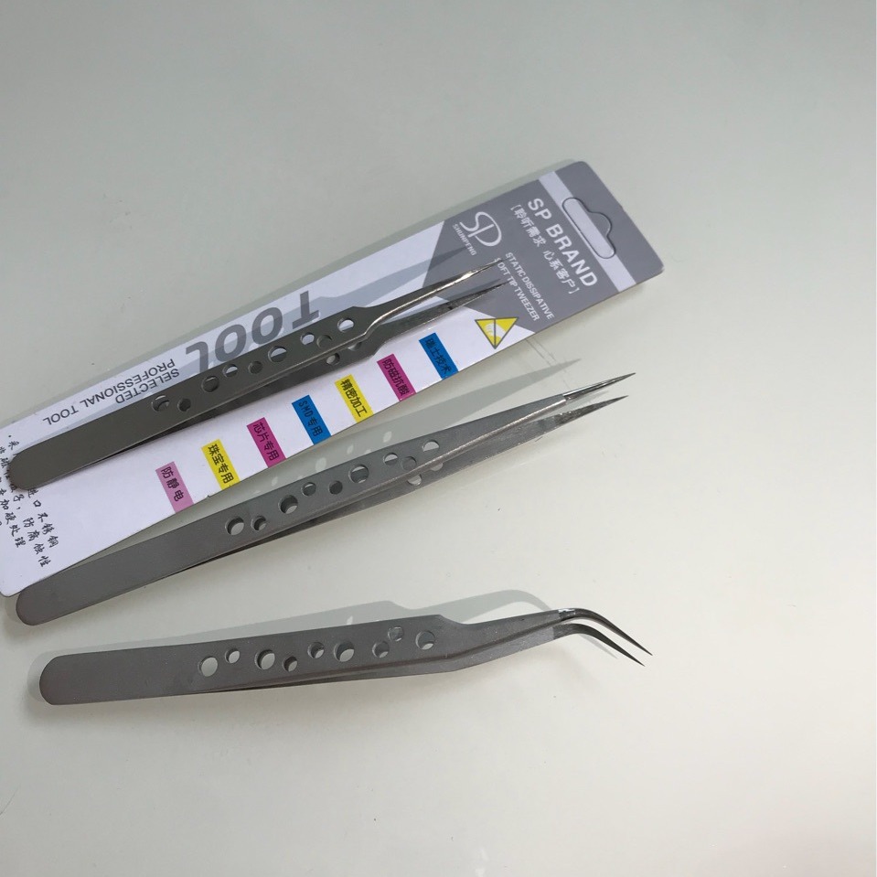 厂家直销 不锈钢美容九孔直头弯头镊子高精密加硬加厚抛光头精制