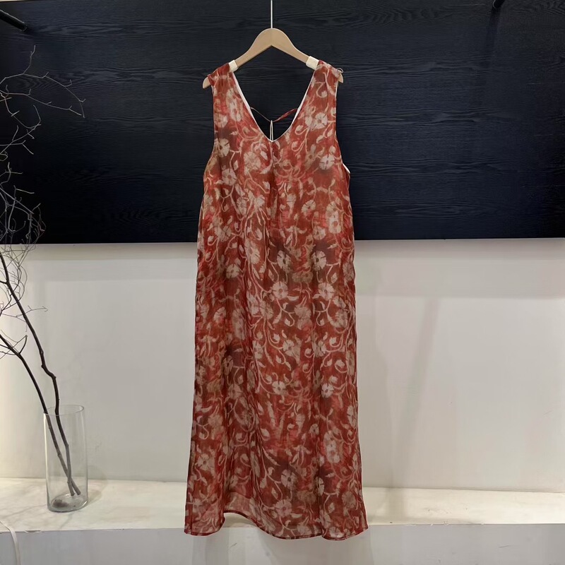 2025 Summer New Style V-Neck Ramie Vest Dress Slimming Sleeveless Long Dress 2025 Summer New Style V-Neck Ramie Vest Dress Slimming Sleeveless Long Dress