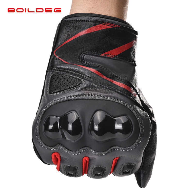 Les gants de moto sont indispensables pour la conduite. Cuir de vache antidérapant et résistant à l'usure, doigts entiers, anti-chute et absorbant les chocs_voghion.com