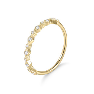 Small Fresh Design 18K Gold Inlaid Moissanite Ring Golden Dawn Series Ring 9/10/14K Gold Ring