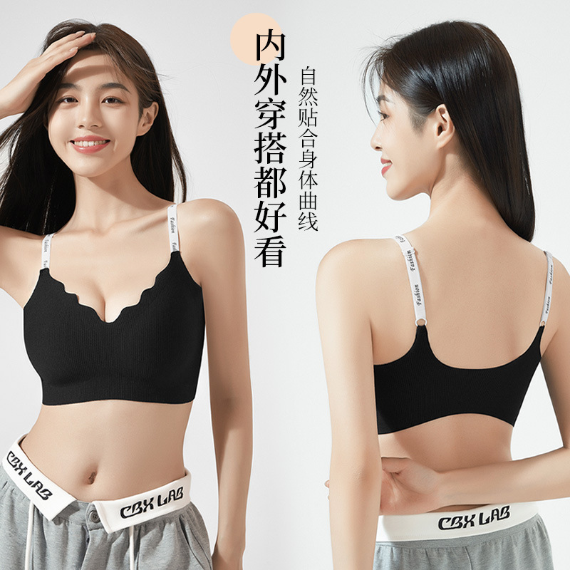 2315吊带打底聚拢防滑裹胸加胸垫无钢圈可拆卸螺纹露背装抹胸女
