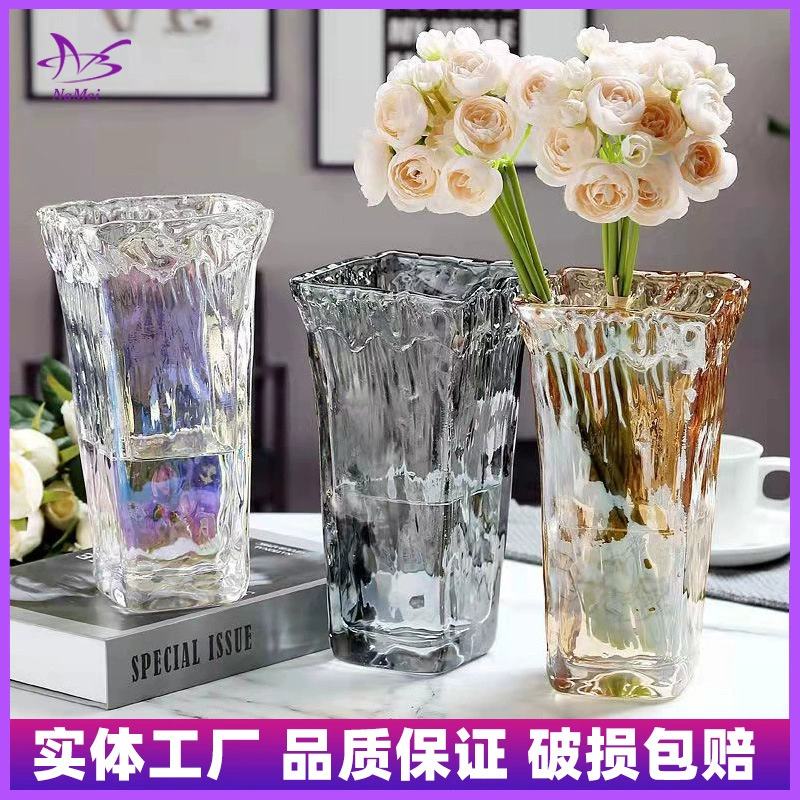 Европейская ваза из волнистого стекла для лакониумов и лилий, прозрачный цветочный сосуд для декора гостиной и обеденного стола, для живых цветов.
