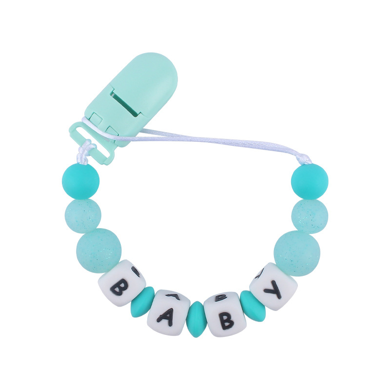 Bebé suministros Hemu chupete clip creativo bebé DIY Nombre de silicona mordedura pegamento molar chupete cadena