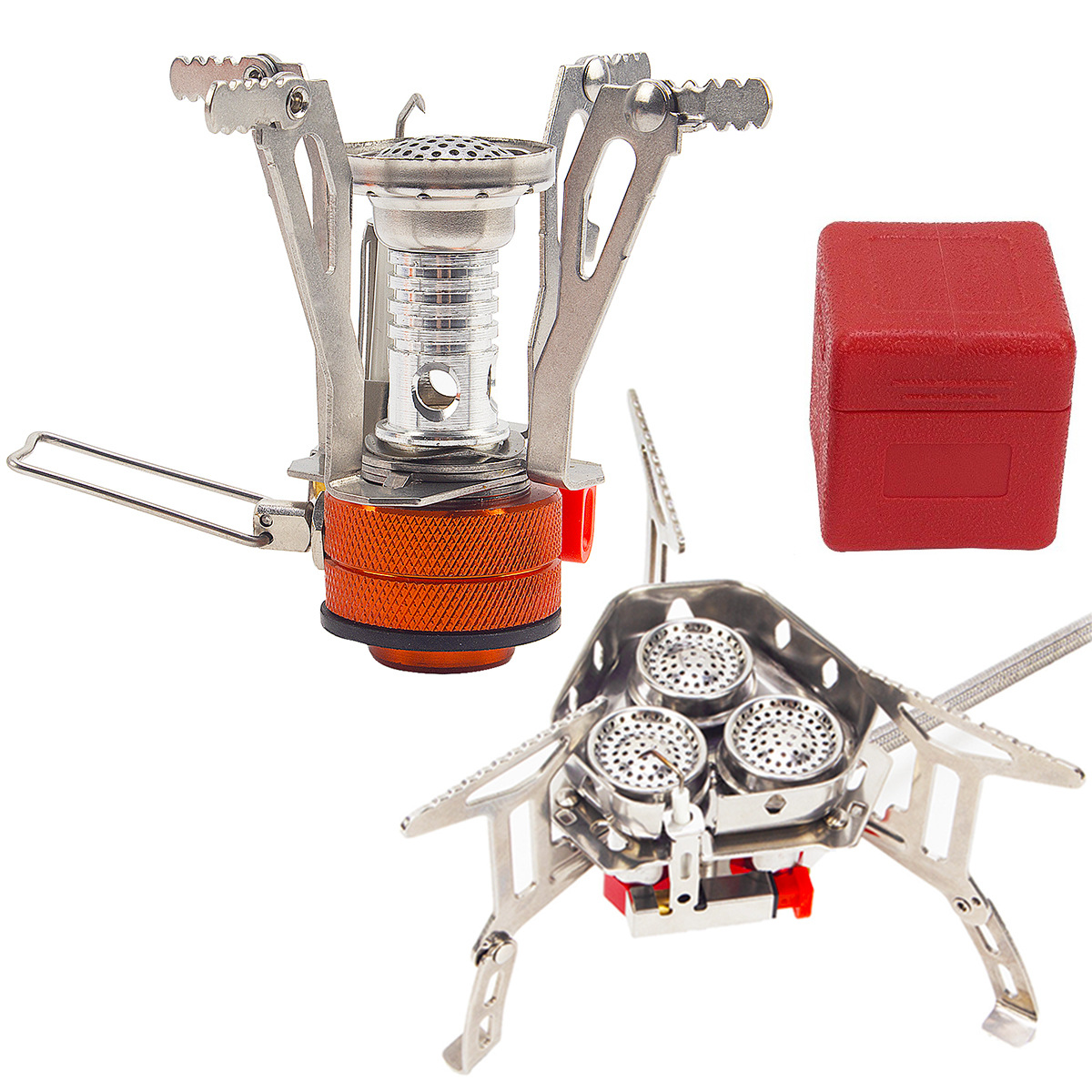 Al Aire Libre portátil de tres cabezas estufa picnic montañismo a prueba de viento equipo de camping estufa de gas Meng Huo estufa de coche de viaje