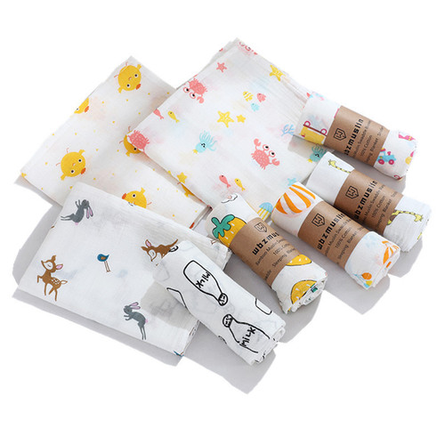 Best-selling foreign trade double-layer cotton gauze swaddling towel baby swaddling blanket bath towel printed sunshade stroller cover blanket