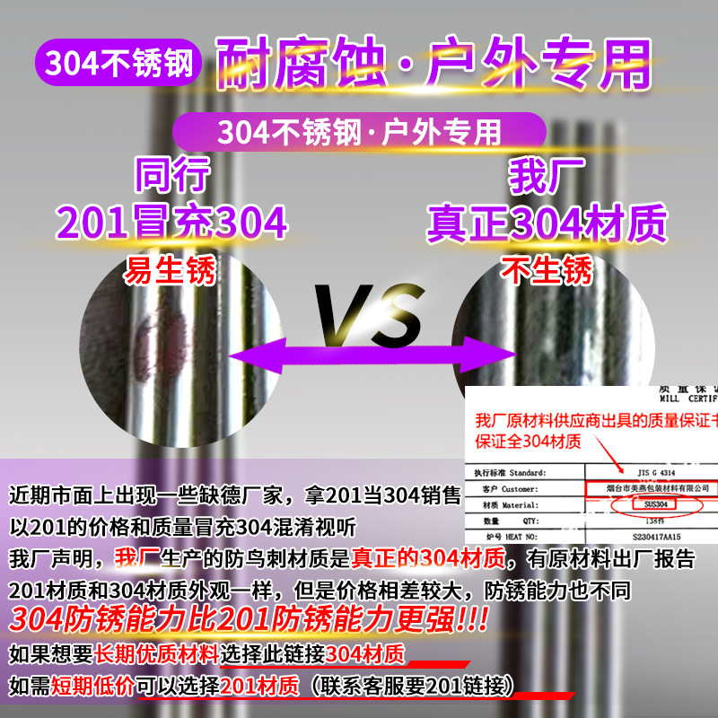 304全ステンレス防鳥刺防猫防登刺電力25cm 33cm 50cm 100cmステンレス防鳥刺|undefined