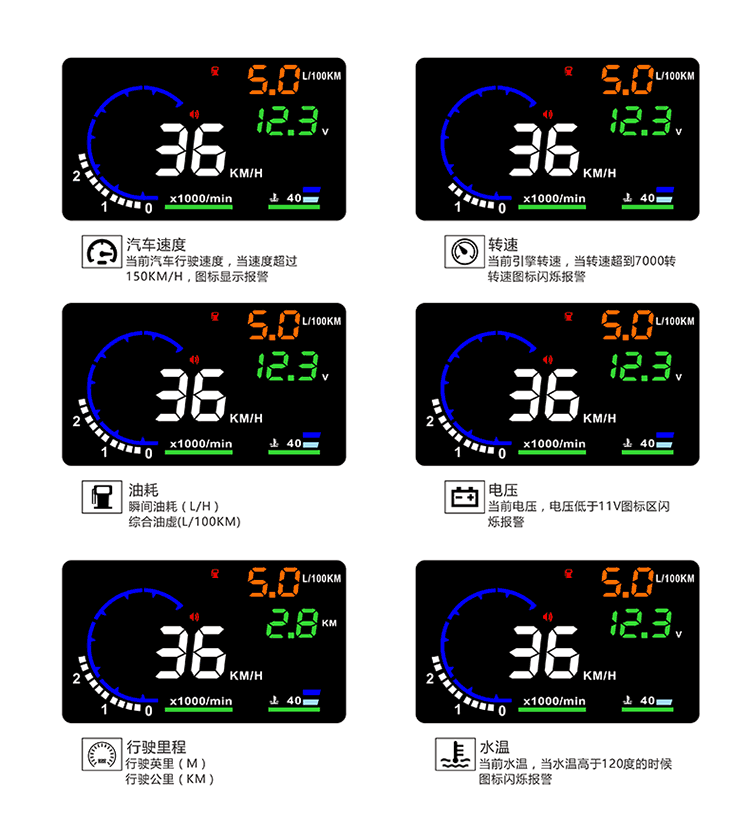 Weiying Intelligent Hud Head-Up Display A8 Car Obd Projector High-Definition Speedometer Multi-Function Universal