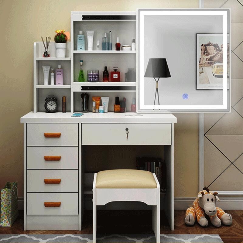 La explosión transfronteriza de la mesa de tocador de nuevo dormitorio pequeño tipo de mesa de maquillaje tipo tablero de mesa de maquillaje en una sola mesa de maquillaje espejo push-pull mesa de maquillaje