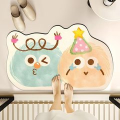 漫画風毛玉浴室フロアマット浴室ドア吸水性滑り止めマット珪藻泥フロアマットかわいい玄関フロアマット