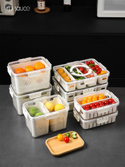 Portable Drainable Food Preservation Box Transparent Refrigerator Storage Box Kitchen Fruits and Vegetables Household Divided with Lid Multiple Sizes
