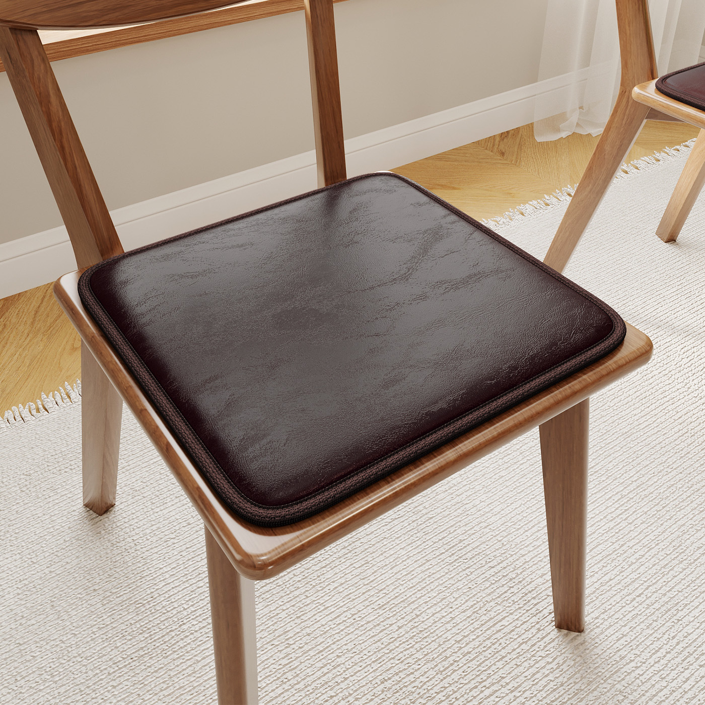 Cojín de asiento de silla de comedor cojín de asiento de taburete cuadrado cojín de asiento de artefacto sedentario cojín respirado cojín de cuero grueso cojín antideslizante