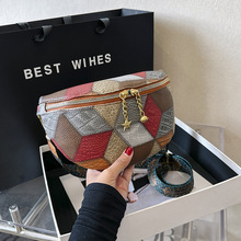 外贸新款包包女新款复古胸包流行拼接女士腰包百搭宽肩带斜挎包袋