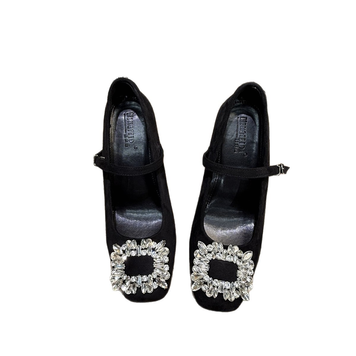 Red 2026 nuevo estilo francés de diamante cuadrado botón marizhen mujer super tacones altos cabeza cuadrada zapatos de mujer tacones 10 cm image 6