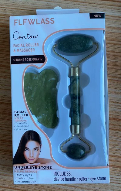 Массажная палочка для лица Jade Roller (Jade Beauty) Натуральный нефрит и алюминий, ручной массаж, размер 5,2×13,7 см