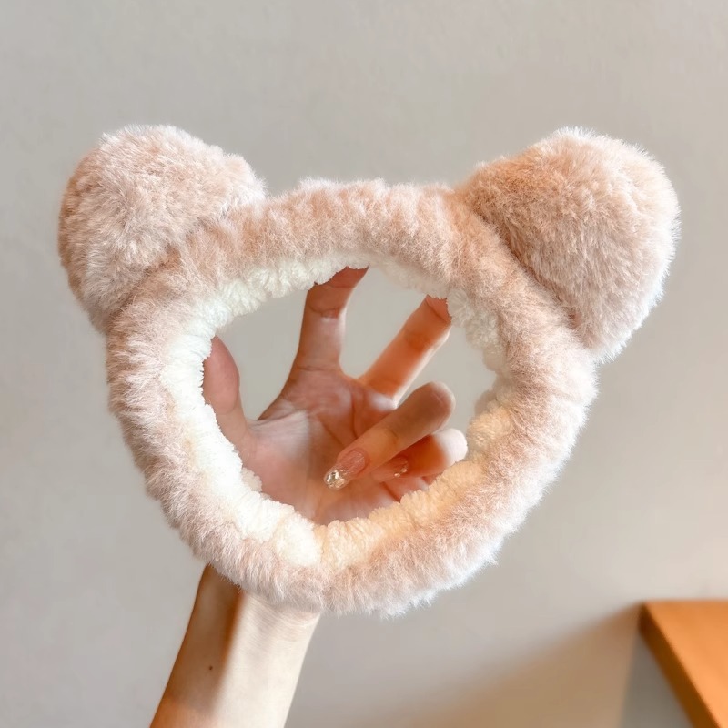 Lavarse la cara cinturón de cabello lindos de peluche para la mujer lavado y máscara especial de agujeros de cabello cinturón de cabello brazalete